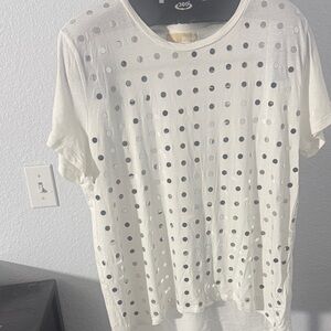Michael Kors Disco White Polka Dot Short Sleeve Tee
